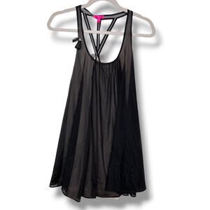 Betsey Johnson Black and Pink Layeres Nightgown Babydoll Whimsigoth Medium